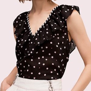 Kate Spade Daisy Dot Ruffle Top